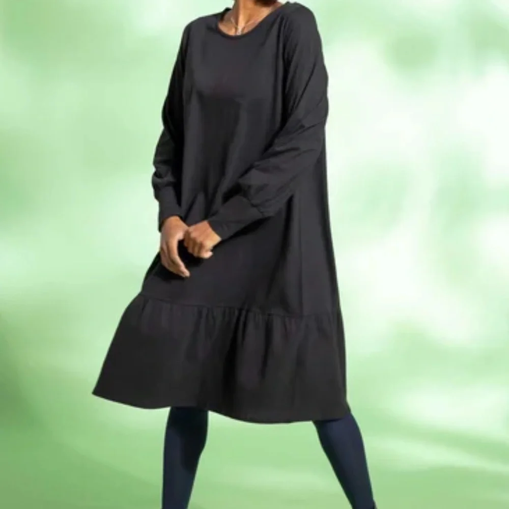 Gudrun Sjorden Black Linen Long Sleeve Dress size Small